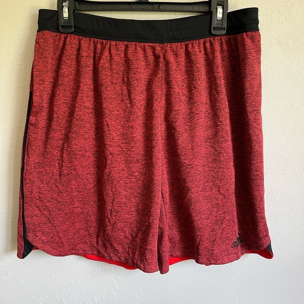 Men’s Red and Black Adidas Athletic Shorts Size L